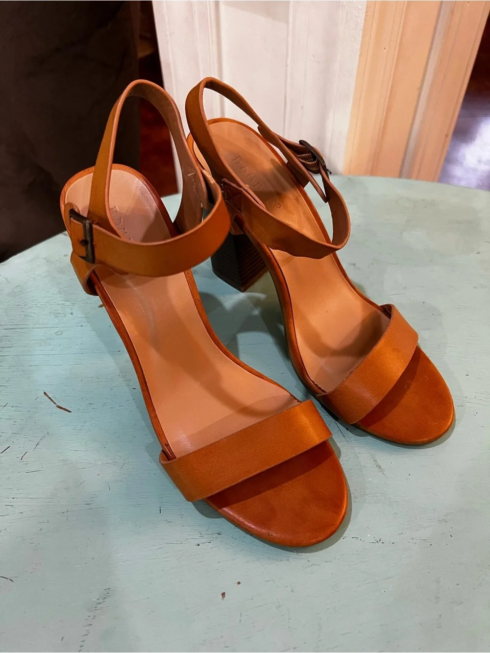 BAMBOO Tan Open-Toe Block Heel Sandals